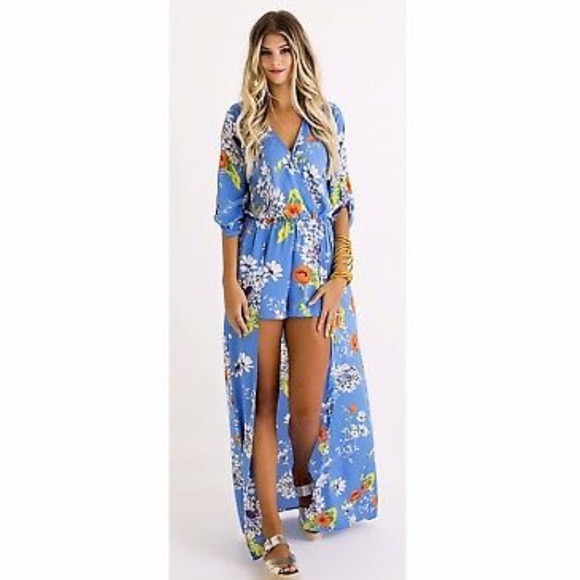 🔥Karlie Romper Blue Floral- New - Picture 2 of 7